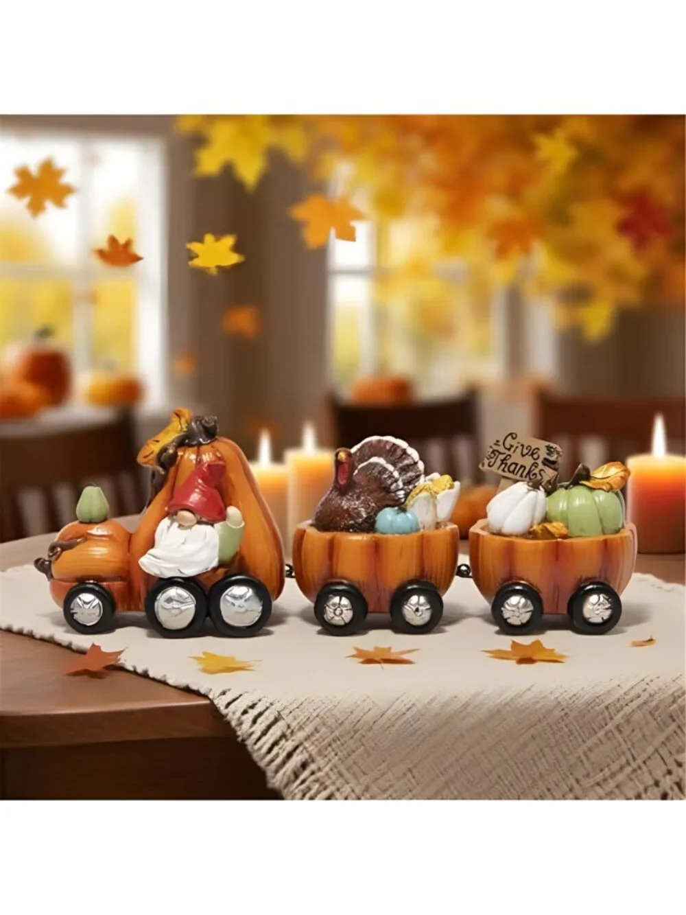 Fall Pumpkin Train Decoration Indoor,Thanksgiving Gnome Centerpiece